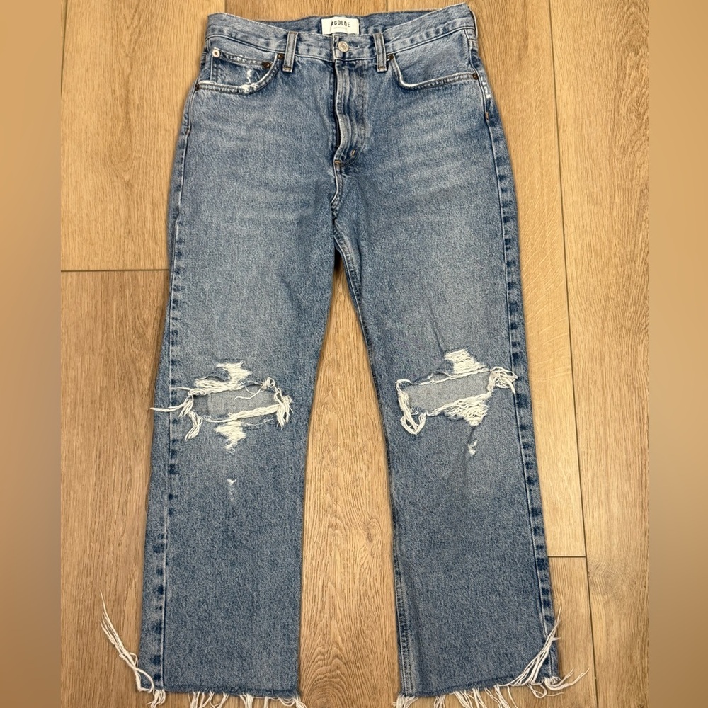 AGOLDE Mia Straight Leg High Rise Distressed Jeans Size 26